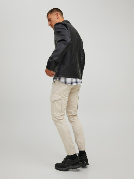 Jack & Jones Čierna pánska kožená bunda Jack & Jones Rocky