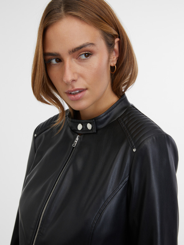 Orsay Čierna dámska kožená bunda ORSAY