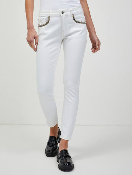 Orsay Biele skrátené skinny fit džínsy ORSAY