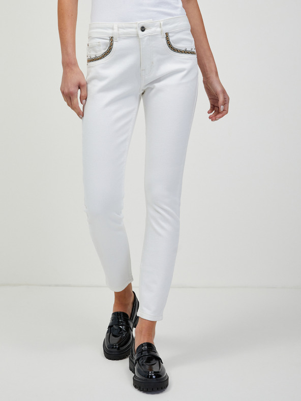 Orsay Biele skrátené skinny fit džínsy ORSAY