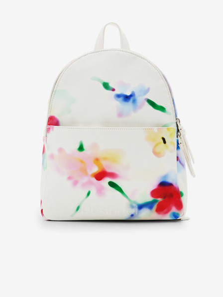 Desigual Biely dámsky kvetovaný batoh Desigual Liquidflower Mombasa Mini