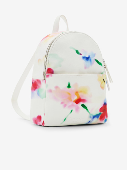 Desigual Biely dámsky kvetovaný batoh Desigual Liquidflower Mombasa Mini