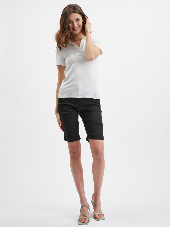 Orsay Biele dámske pletené polo tričko ORSAY