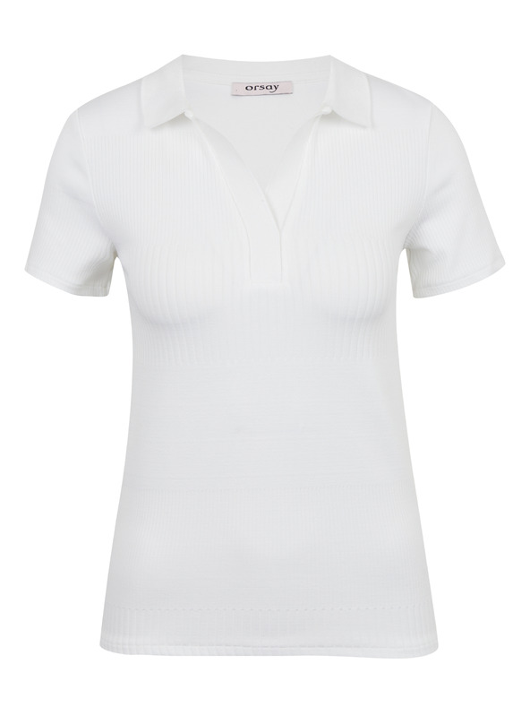 Orsay Biele dámske pletené polo tričko ORSAY