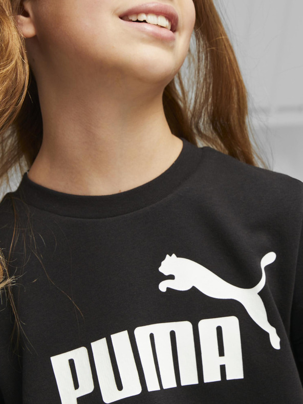 Puma Čierne dievčenské šaty s logom Puma ESS+