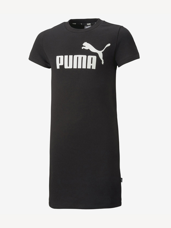 Puma Čierne dievčenské šaty s logom Puma ESS+