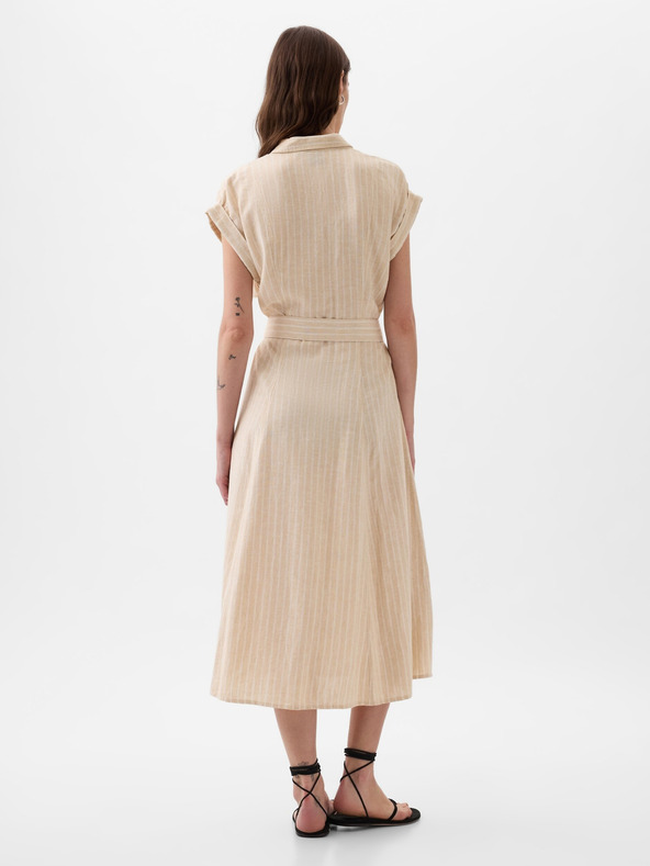 GAP Ľanové košeľové midi šaty GAP