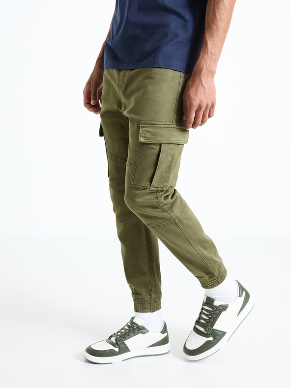 Celio Khaki pánske cargo nohavice Celio Cokit4