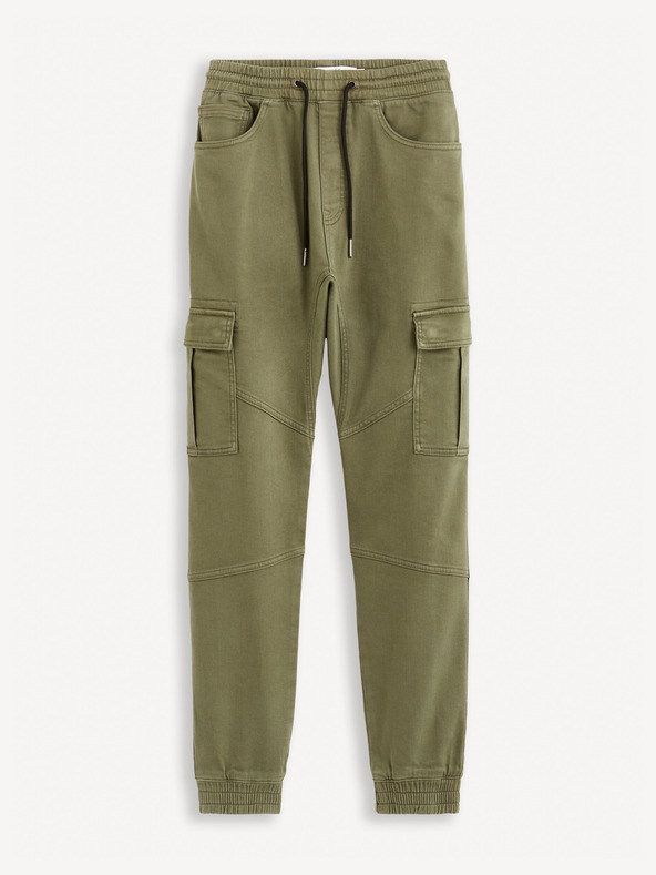 Celio Khaki pánske cargo nohavice Celio Cokit4