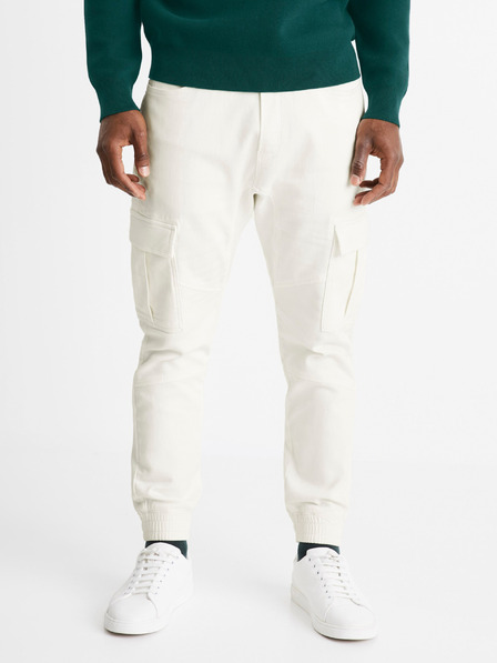 Celio Krémové pánske cargo nohavice Celio Cokit4