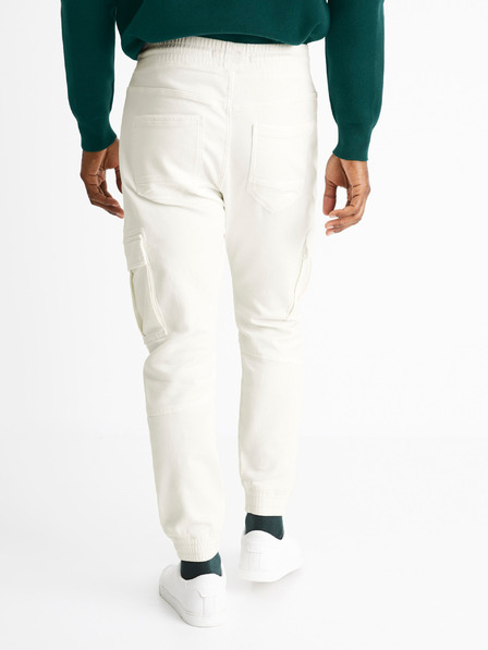 Celio Krémové pánske cargo nohavice Celio Cokit4