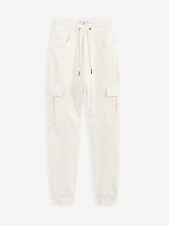 Celio Krémové pánske cargo nohavice Celio Cokit4