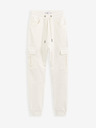 Celio Krémové pánske cargo nohavice Celio Cokit4