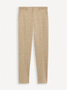 Celio Béžové pánske kockované chino nohavice Celio Gocarreau