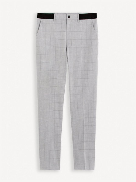 Celio Svetlošedé pánske kárované chino nohavice Celio Gocarreau
