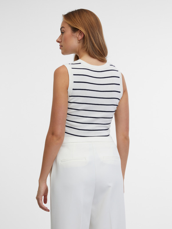 Orsay Modro-krémový dámsky pruhovaný top ORSAY