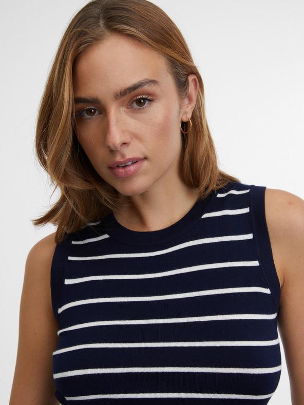 Orsay Tmavomodrý dámsky pruhovaný top ORSAY