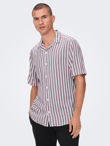 ONLY & SONS Ružovo-biele pánske pruhované tričko s krátkym rukávom ONLY & SONS Wayne