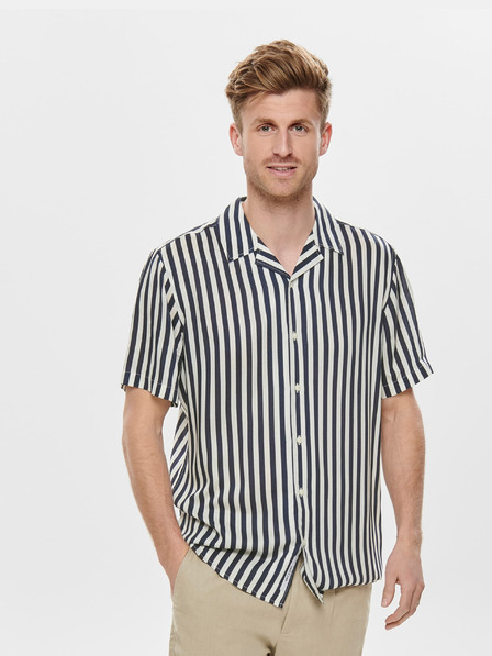 ONLY & SONS Tmavomodrá pruhovaná košeľa regular fit ONLY & SONS Wayne