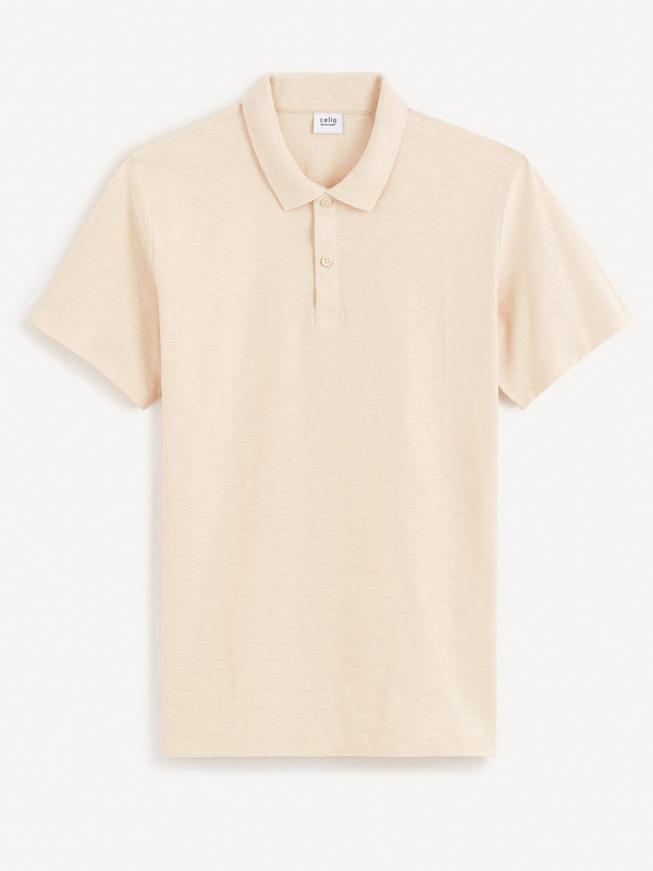 Celio Krémové pánske základné polo tričko Celio Feflame