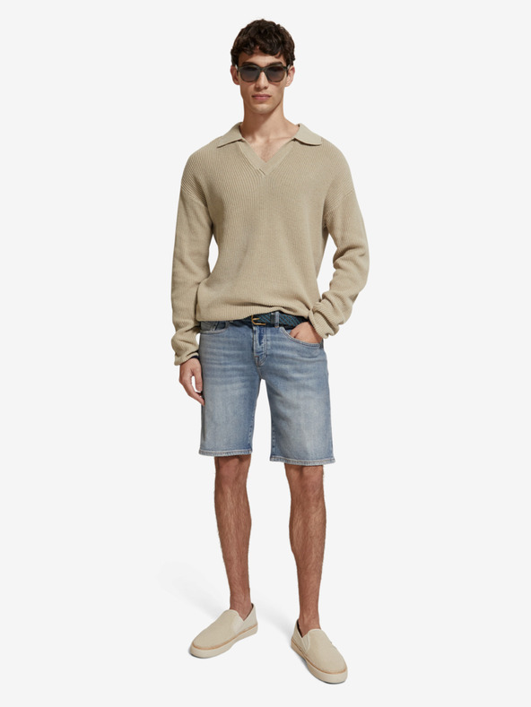 Scotch & Soda Modré pánske džínsové šortky Scotch & Soda