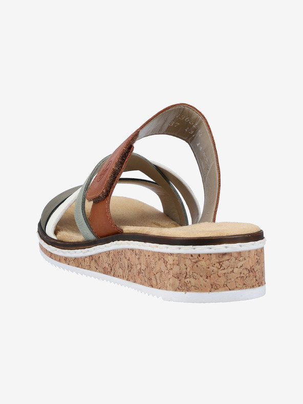 Rieker Hnedo-zelené dámske šľapky Rieker