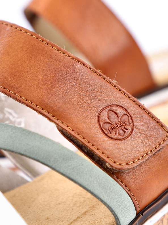 Rieker Hnedo-zelené dámske šľapky Rieker