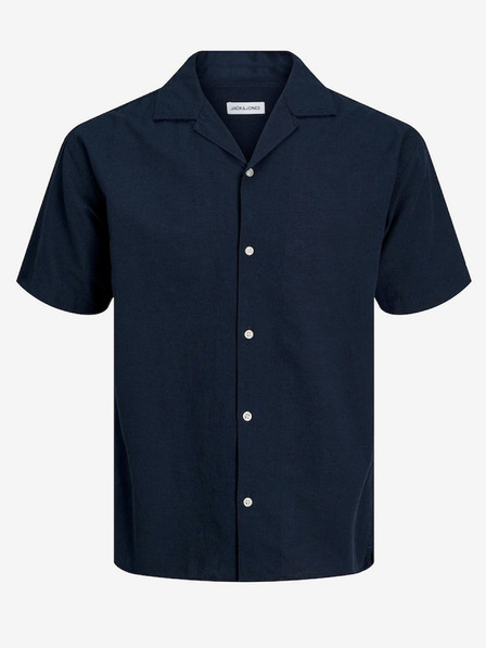 Jack & Jones Tmavomodrá pánska ľanová košeľa Jack & Jones