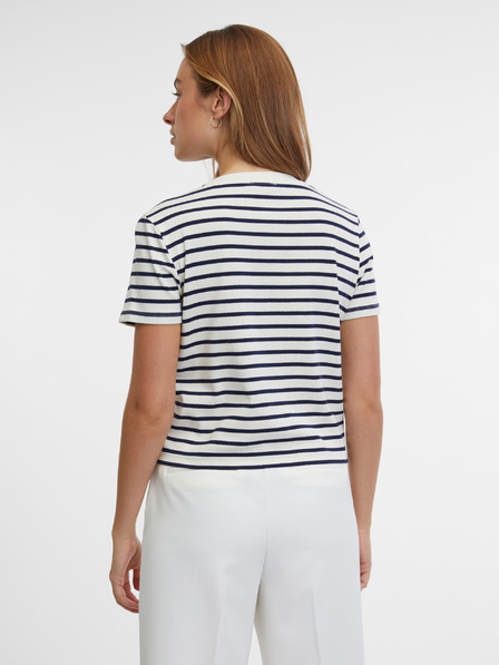 Orsay Modro-krémové dámske pruhované tričko ORSAY