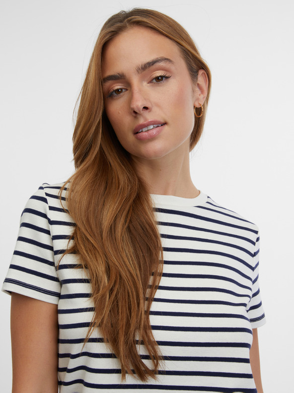Orsay Modro-krémové dámske pruhované tričko ORSAY