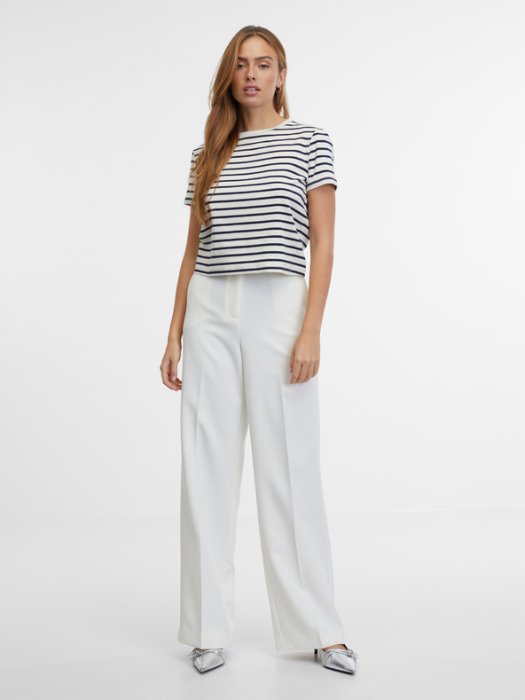 Orsay Modro-krémové dámske pruhované tričko ORSAY