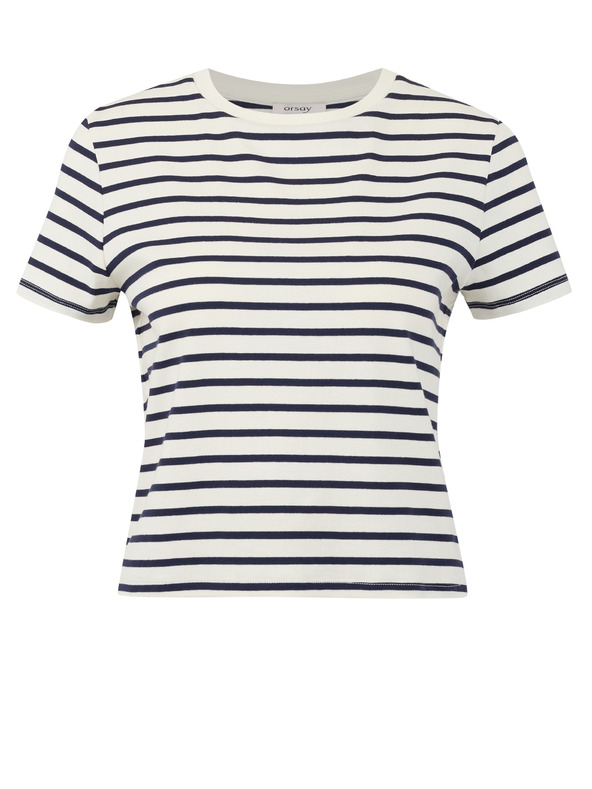 Orsay Modro-krémové dámske pruhované tričko ORSAY