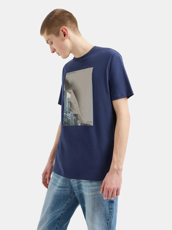 Armani Exchange Tmavomodré pánske tričko Armani Exchange