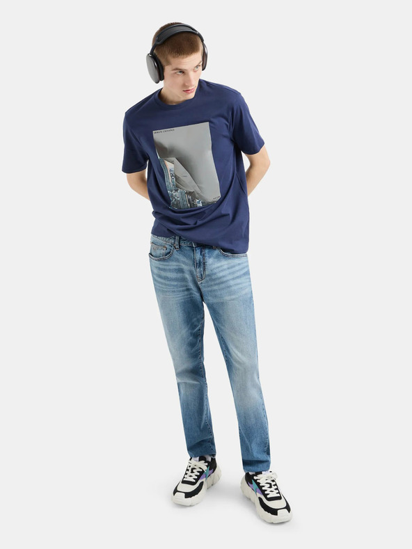 Armani Exchange Tmavomodré pánske tričko Armani Exchange