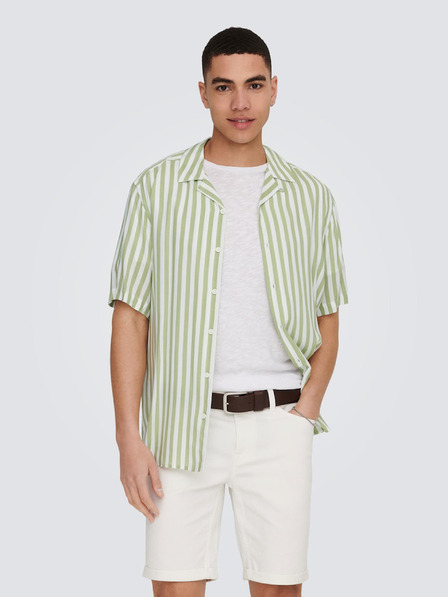 ONLY & SONS Bielo-zelené pánske pruhované tričko s krátkym rukávom ONLY & SONS Wayne