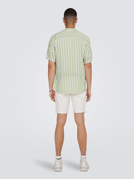 ONLY & SONS Bielo-zelené pánske pruhované tričko s krátkym rukávom ONLY & SONS Wayne