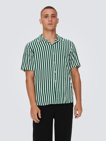 ONLY & SONS Bielo-zelené pánske pruhované tričko s krátkym rukávom ONLY & SONS Wayne