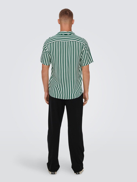 ONLY & SONS Bielo-zelené pánske pruhované tričko s krátkym rukávom ONLY & SONS Wayne
