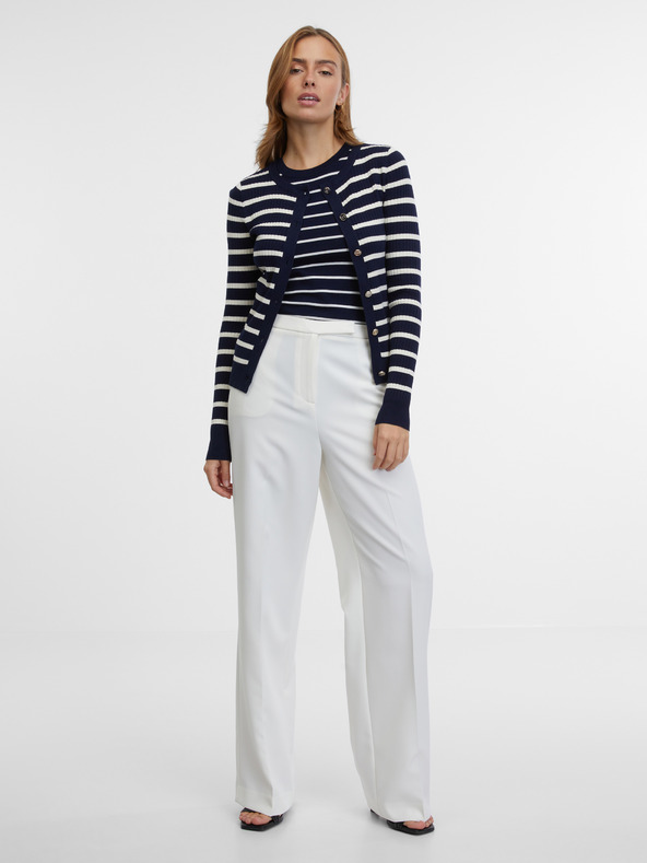 Orsay Tmavo modrý dámsky pruhovaný kardigán ORSAY