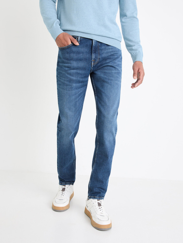 Celio Modré pánske slim fit džínsy Celio Dow Powerflex