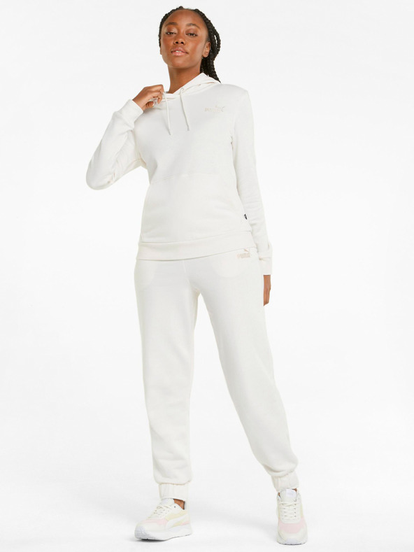 Puma Krémová mikina Puma ESS+ s výšivkou TR