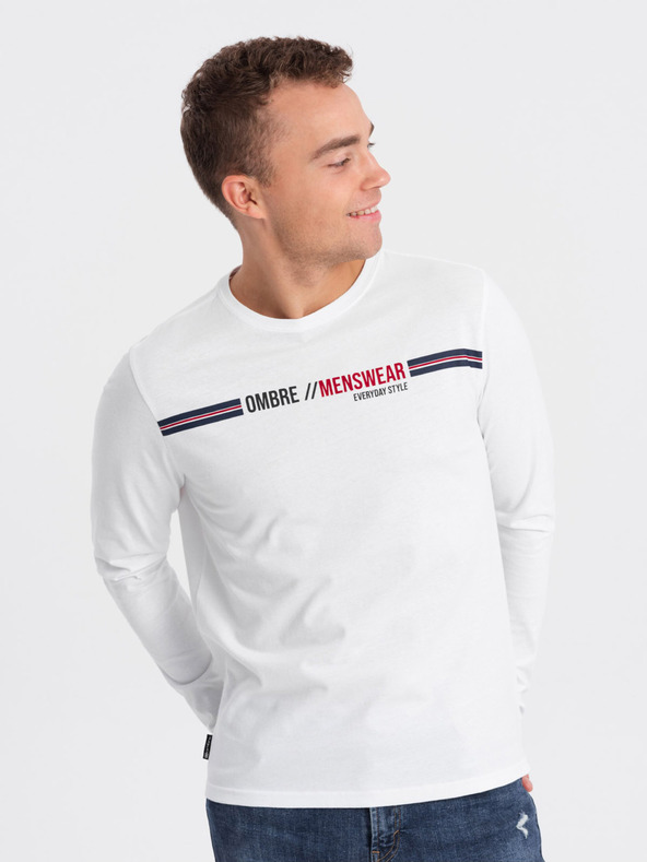 Ombre Clothing Biele pánske tričko Ombre Oblečenie