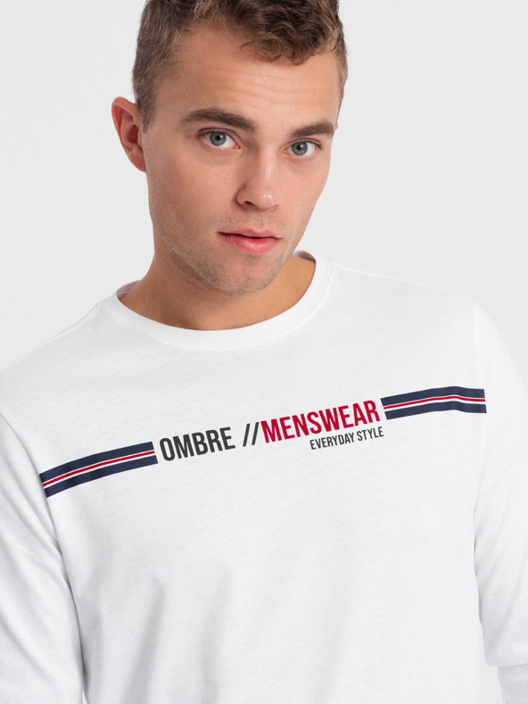 Ombre Clothing Biele pánske tričko Ombre Oblečenie