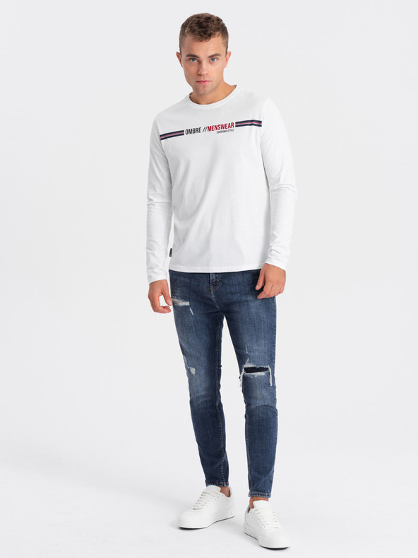 Ombre Clothing Biele pánske tričko Ombre Oblečenie