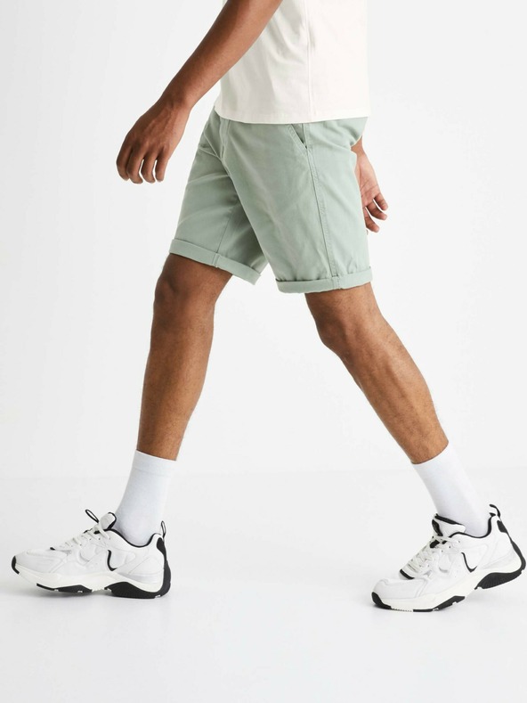 Celio Svetlozelené pánske chino šortky Celio Bochinobm