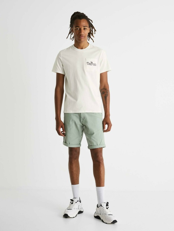 Celio Svetlozelené pánske chino šortky Celio Bochinobm