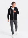 Ombre Clothing Čierna pánska mikina na zips s kapucňou Ombre Clothing