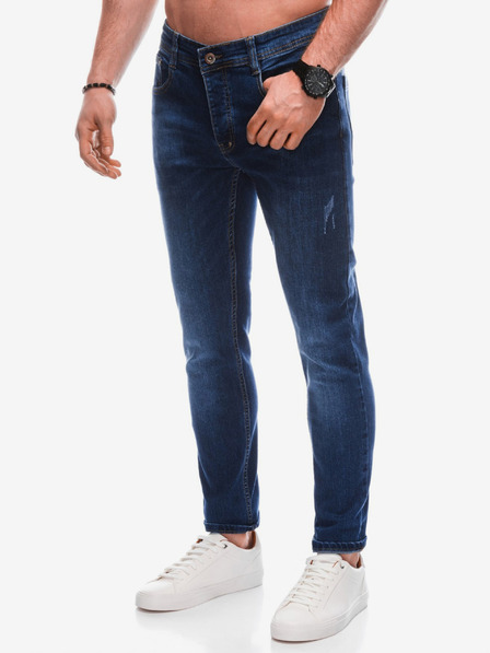 Edoti Tmavomodré pánske slim fit džínsy Edoti