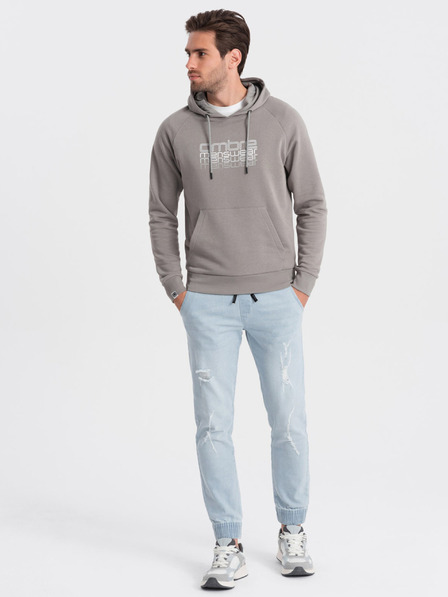 Ombre Clothing Svetlomodré pánske roztrhané džínsy Ombre Clothing
