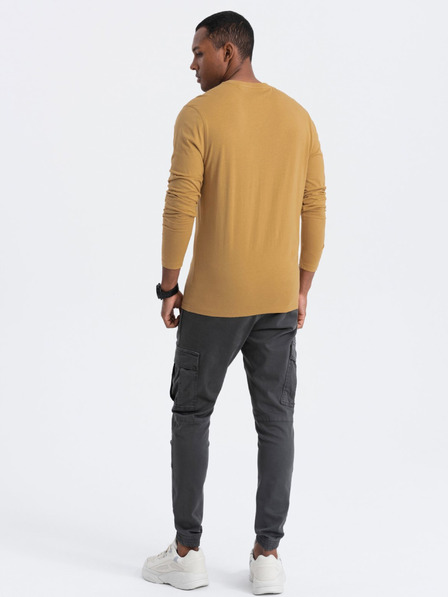 Ombre Clothing Horčicová pánska základná košeľa Ombre Clothing